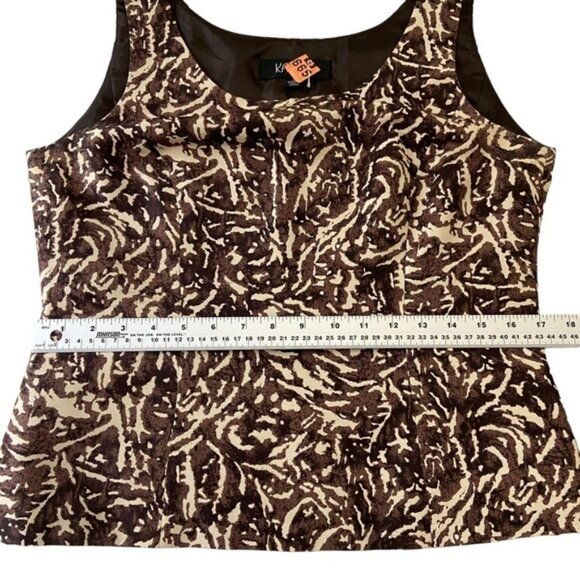 Kasper Pure Silk 2-Piece Blazer  Camisole Brown Black Cream Abstract Size US 8 - Picture 16 of 16